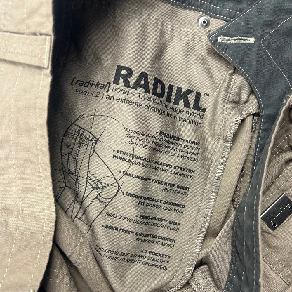 Kuhl Radikl Pants Mens 34x32 Brown Hybrid Enduro Performance Hiking Trousers - Picture 5 of 8